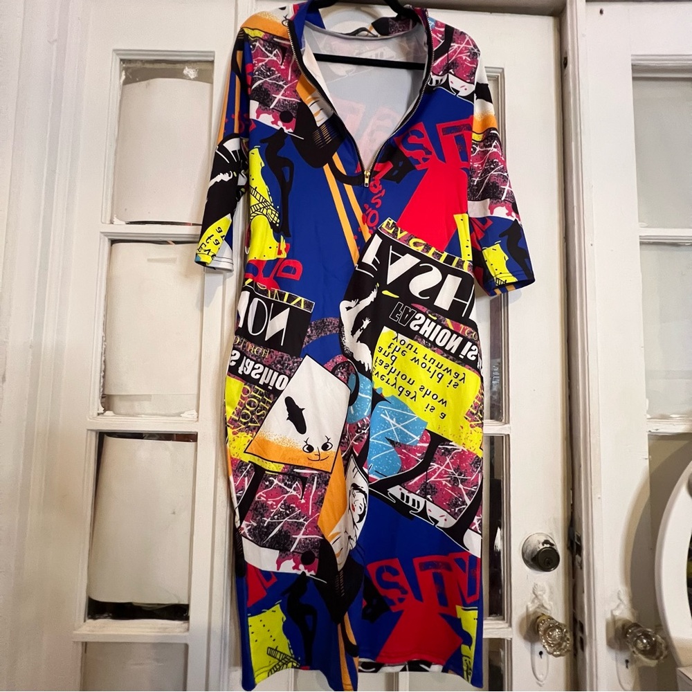 Women’s Abstract Bodycon Dress, Jainmy Martinez, Size XL.